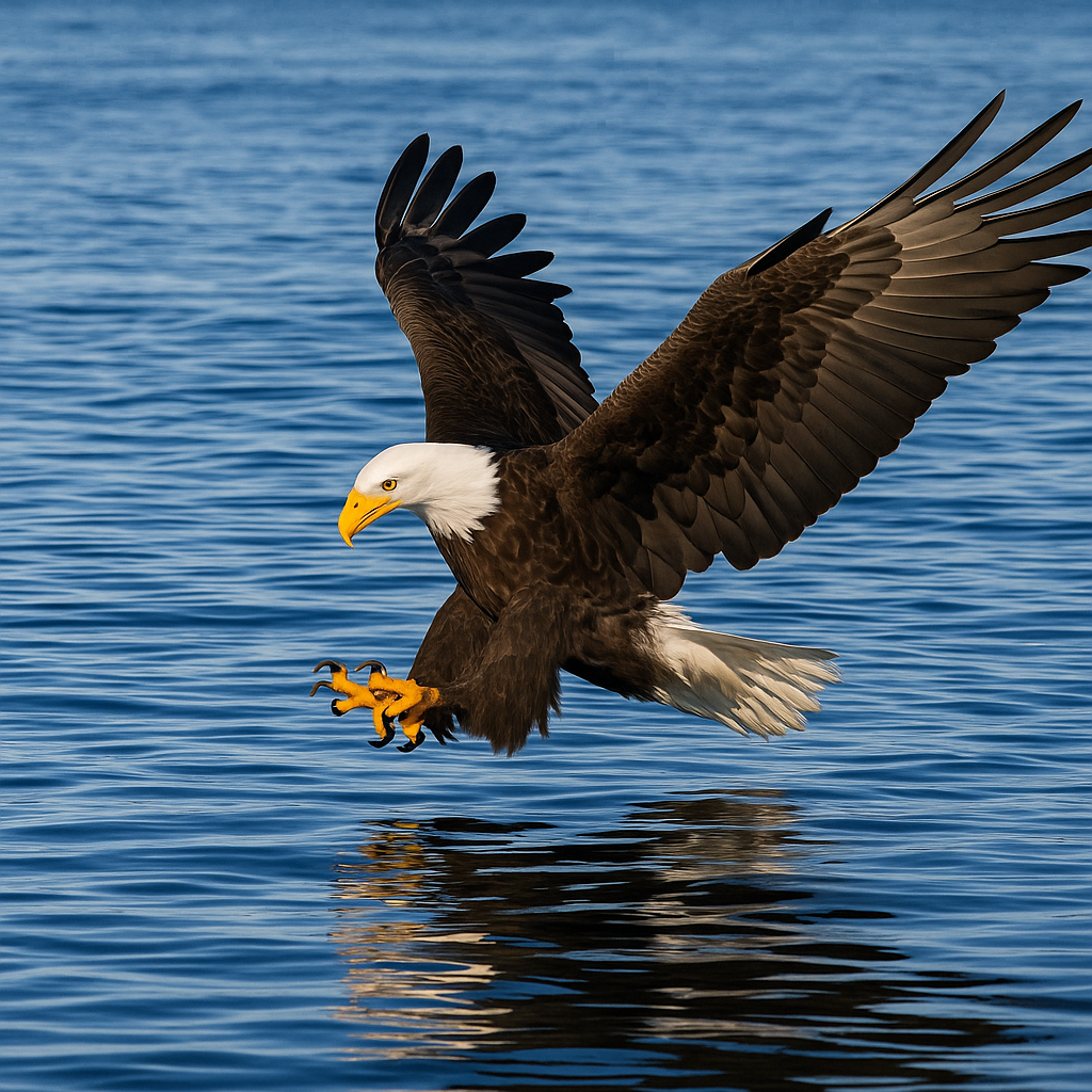 Bald Eagle swooping low over the water at Frazer Point Bald Eagle swooping low over the water at Frazer Point